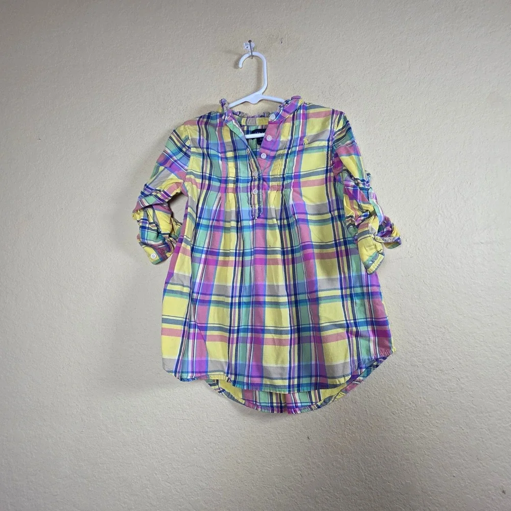 Ralph Lauren Kids Girls Plaid Tunic Shirt Dress Yellow Pink Blue Size 4T‎